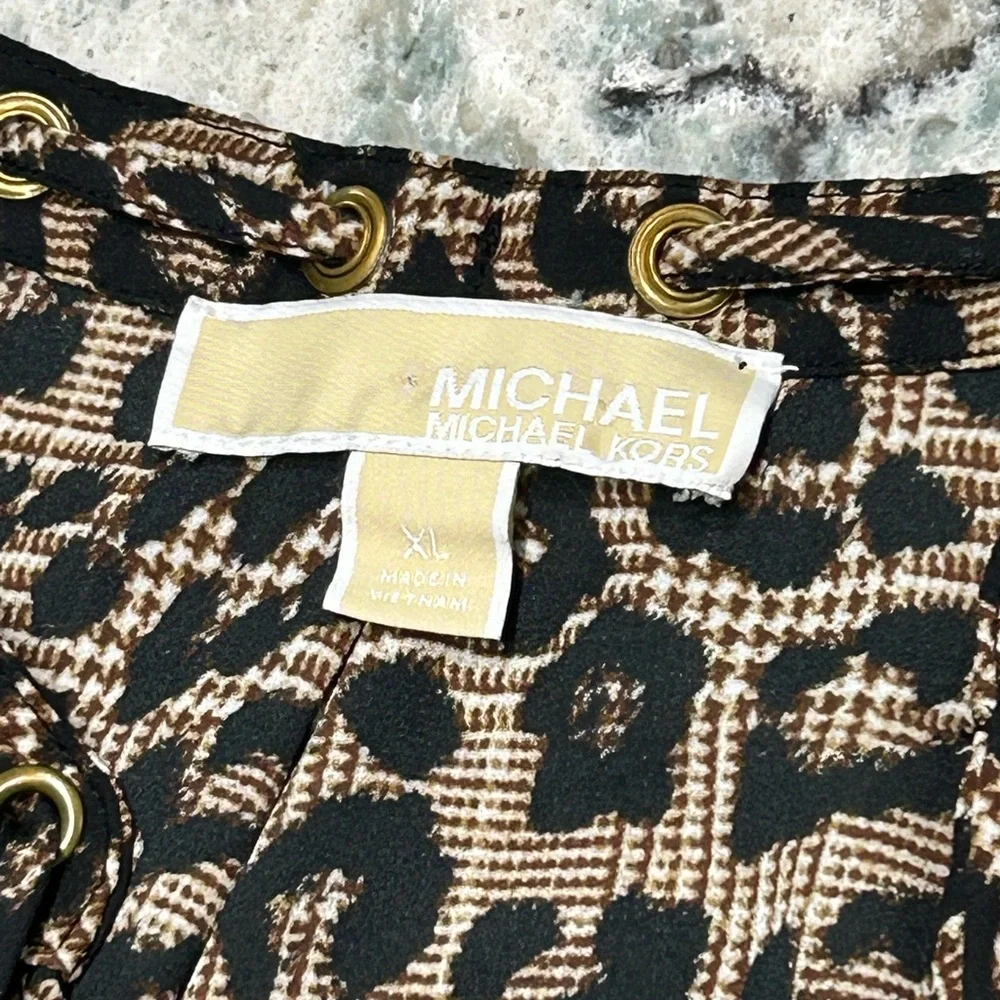 Michael Kors Womens Size XLarge Leopard Print Blouse Top